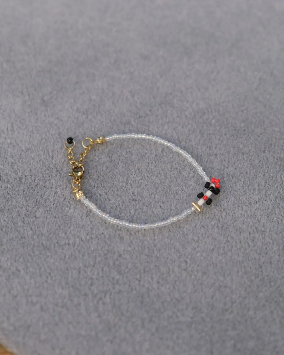 black + red 'on track' livery | haas-inspired race car bracelet