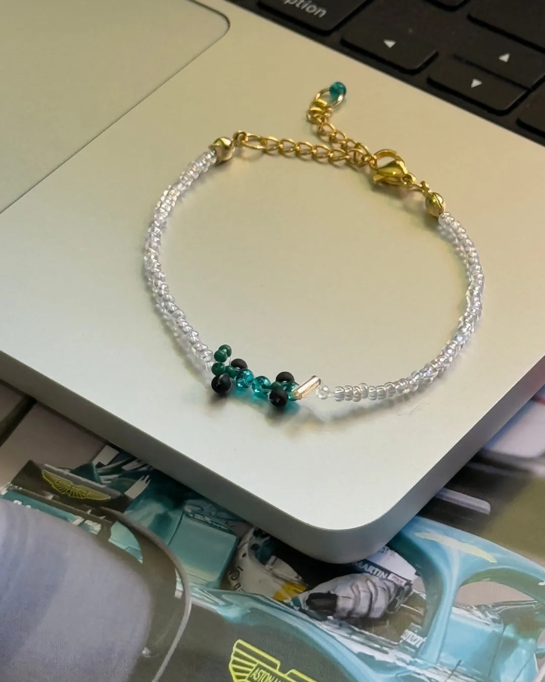 green | aston martin-inspired race car bracelet