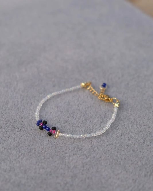 pink + blue 'on track' livery | alpine-inspired race car bracelet